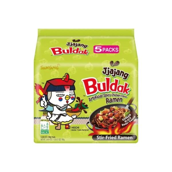 BULDAK (packet)  NOODLES - (GREEN ) - JJAJANG- 130 GM .     --habay up  -(1X8 OUT)