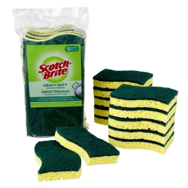 SPONGE WITH SCOTCH  1 X 12  PCS  (  BIG  ).. BRIGHT PACK