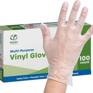 HAND GLOVES ( VINYL )* LARGE * POWDER FREE